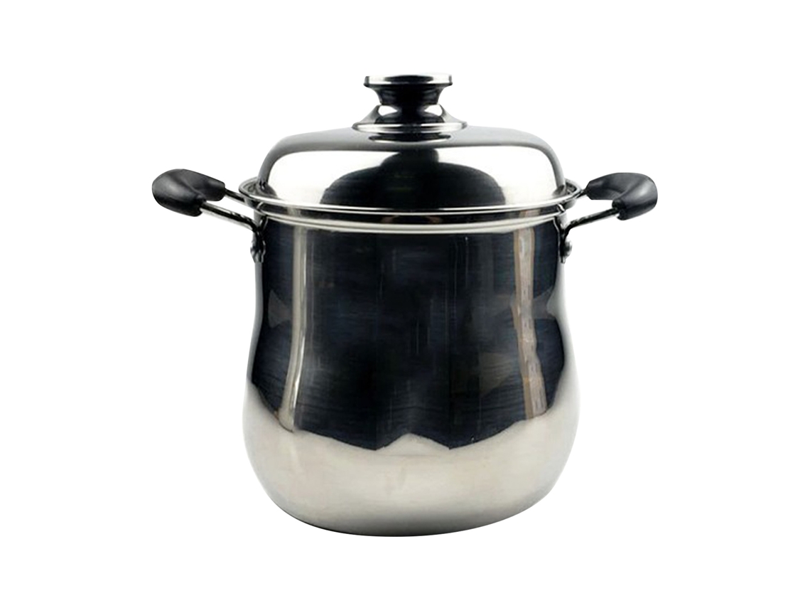 Olla de acero inoxidable con tapa, 18 cm, gran capacidad, compatible con gas e inducción | Sin marca
