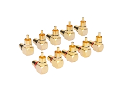 10 Adaptadores Rca De Ángulo Recto De 90 Grados, Macho A Hembra, Chapados En Oro Y Cobre.