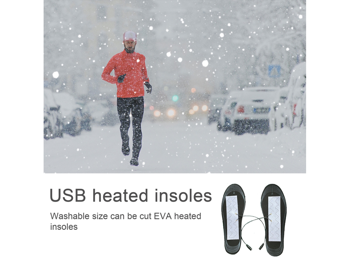 Plantillas térmicas USB 2026 para pies, lavables y con calentadores eléctricos ajustables, para invierno (sin marca).