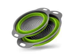 Juego de 2 coladores plegables Rebe, tamaño grande (4 litros), para pasta, frutas y verduras, utensilio de cocina, color verde.
