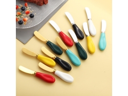 Cuchillo Para Mantequilla/espátula Para Queso, Mango De Cerámica De Color, Hoja De Acero Inoxidable Dorado, Elegante Y Práctico.