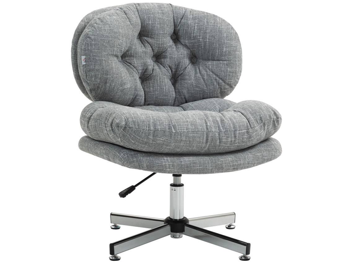 Silla De Oficina Ergonómica Mecedora Con Asiento Acolchado Y Tapicería De Lino Gris, Ideal Para Usar En La Oficina En Casa.