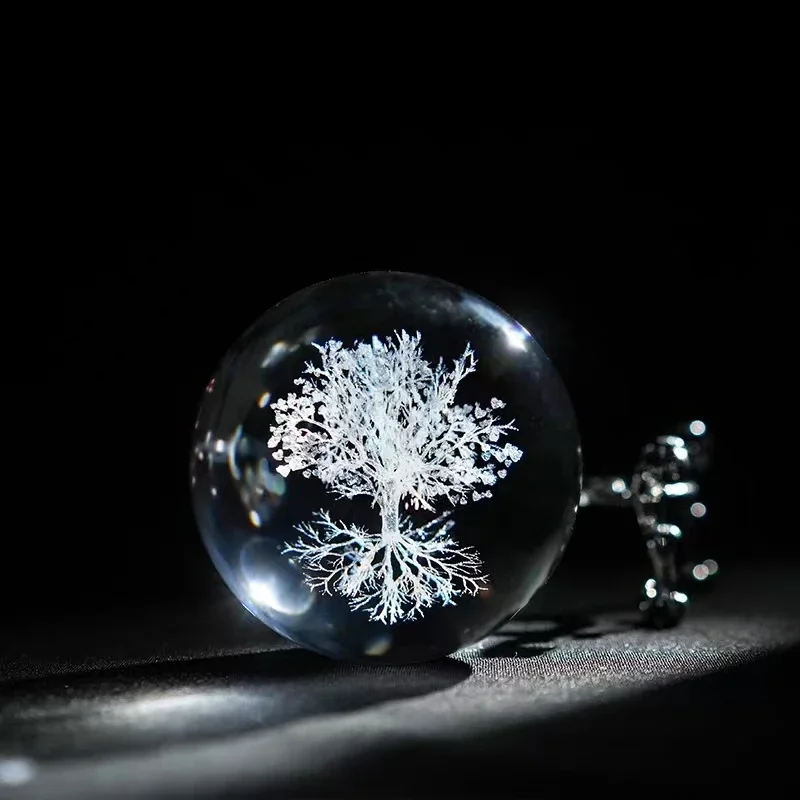 (apenas A Bola De Cristal De 8 Cm) Bola De Cristal Árvore Da Vida, Modelo 3d Gravado A Laser.