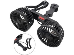 Mini ventilador recargable para coche mediante USB con dos cabezales - Diseño giratorio - Proporciona la máxima comodidad a su coche.
