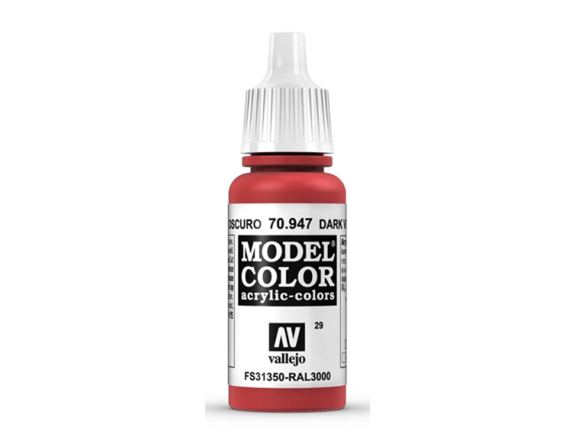Pintura Acrílica Mate 17 Ml ACRYLICOS VALLEJO 947 Bermellón Oscuro Ral 3000/Fs31350