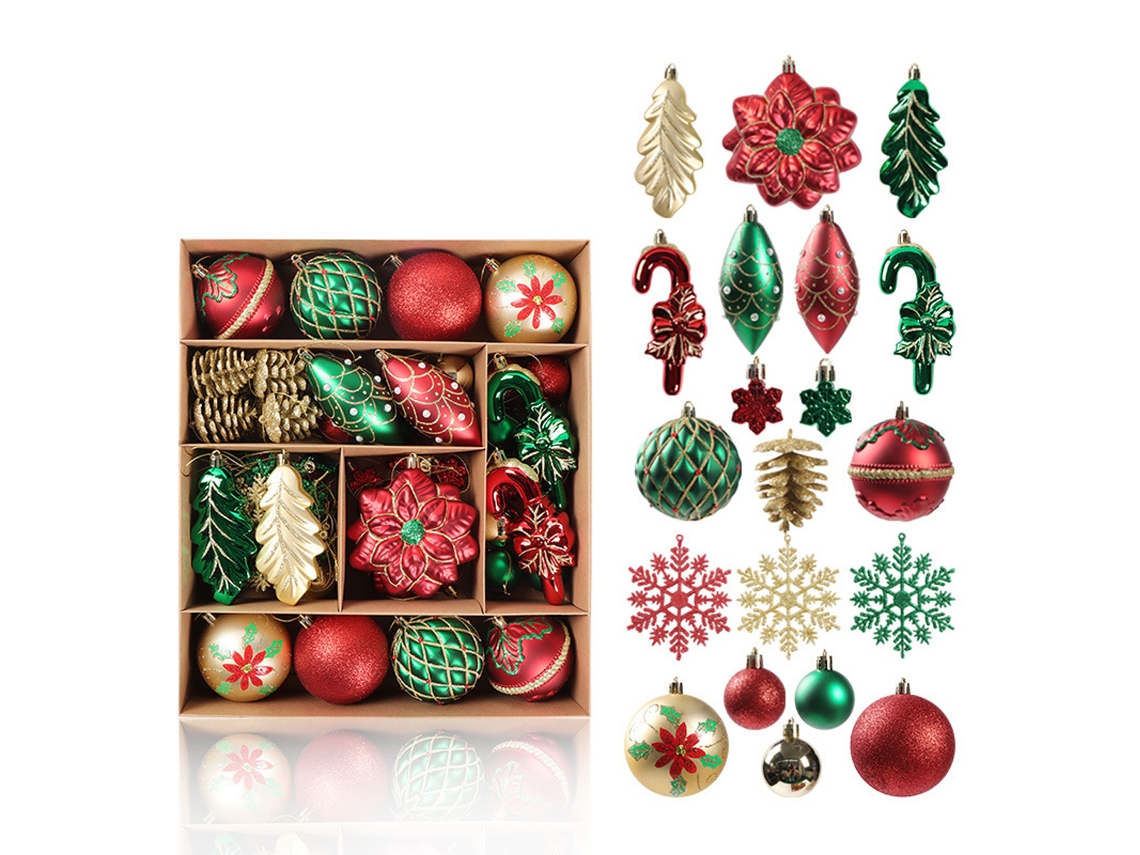Juego de adornos para árbol de Navidad, bolas decorativas colgantes NEVEANCE