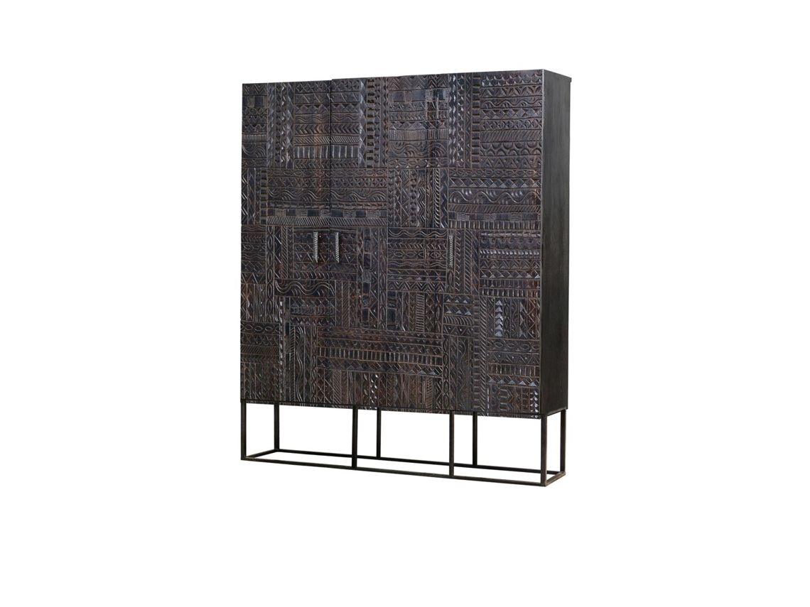 Vitrina de madera mango y metal nogal oscuro Marrón.GINER Y COLOMER 135x40x120