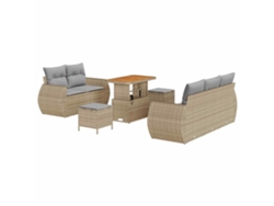 Maison Exclusive - Conjunto de sofás de jardín de 8 piezas, mimbre beige y gris claro