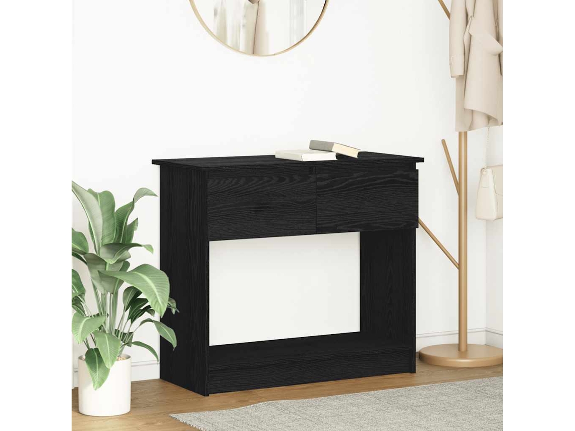 Mesa Consola Con Cajones Negra 85,5x38,5x74,5 Cm
