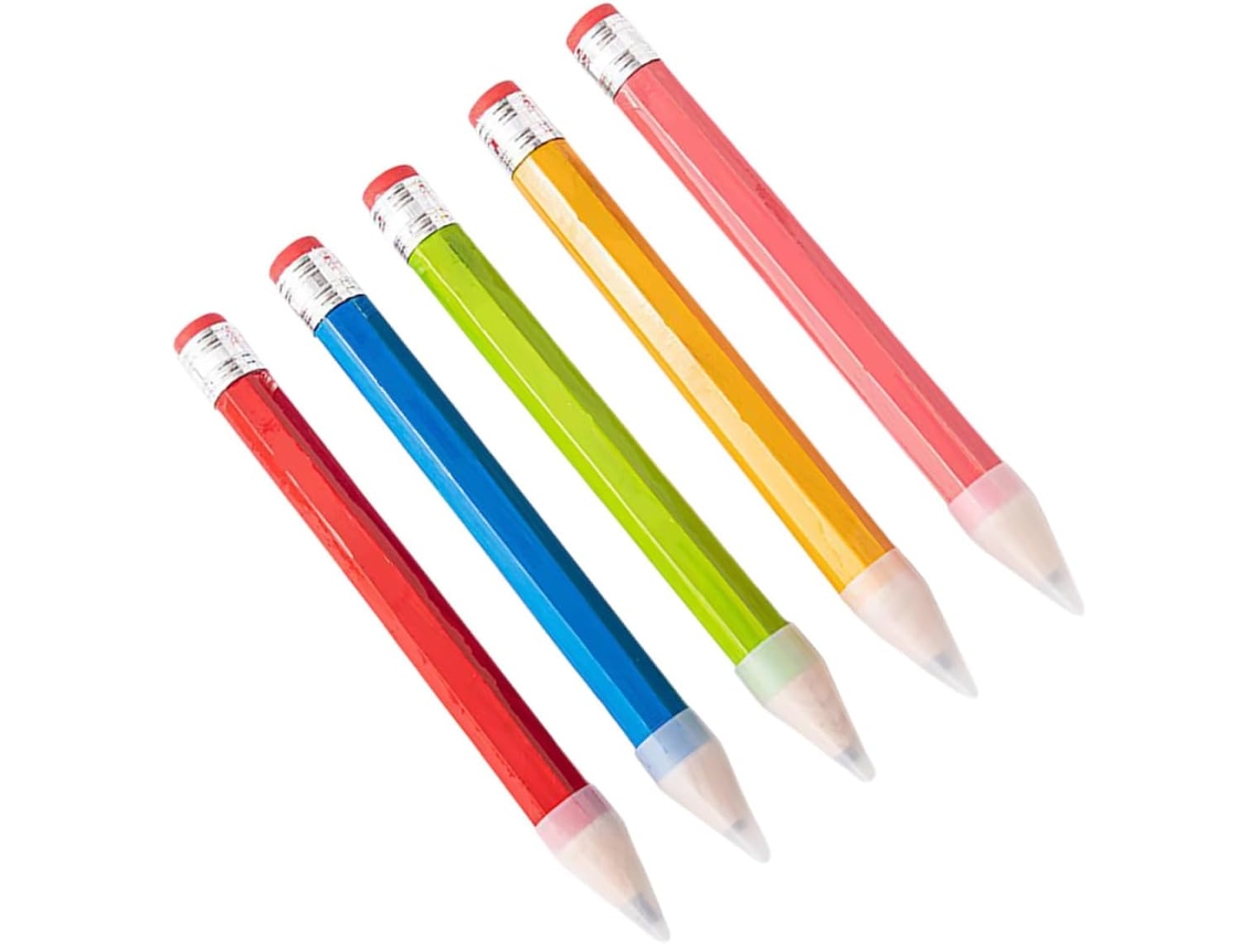 Juego De 5 Lápices De Madera Grandes Y Coloridos Para Niños Y Niñas, Lápices Gigantes Multifuncionales.