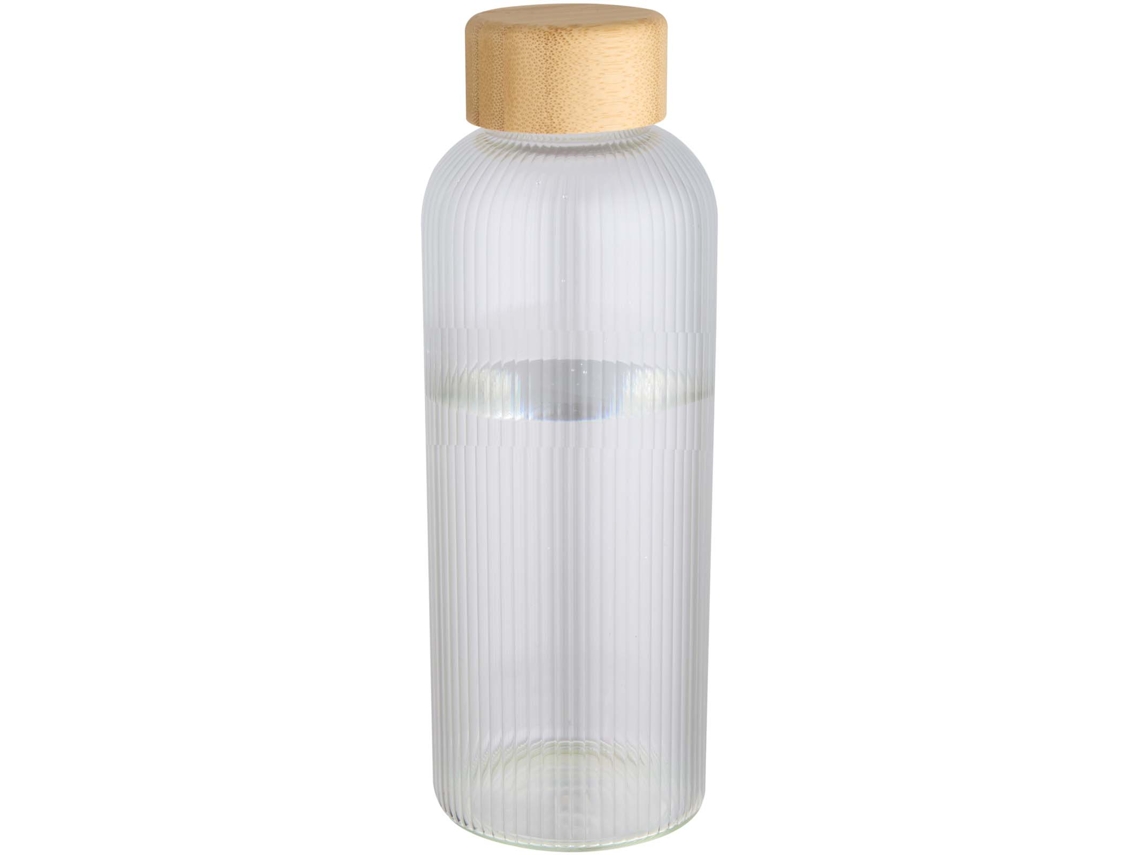Botella De 650 Ml De Vidrio Borosilicato De Pared Simple Con Tapa De Bambú "mirage"