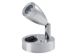 Foco LED blanco con interruptor pulsador, lámpara de lectura para autocaravana (1 unidad) (plateado)