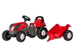 Conjunto de Tractor Valtra ROLLYTOYS Kid con Roll Bar y Remolque