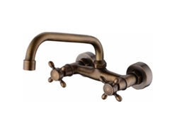 Grifo Para Lavabo De Baño De Pared De Estilo Europeo Retro, Color Bronce Antiguo, Adecuado Para Cocinas.