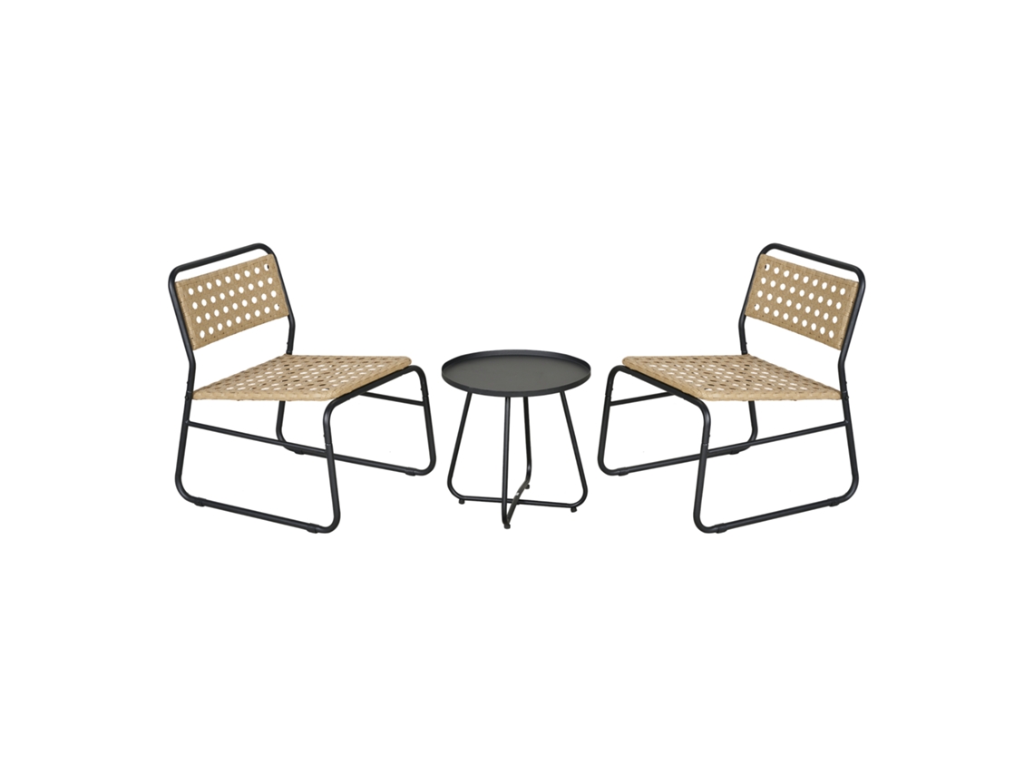 Set de muebles de jardín Brienza poliratán Ø45x45 cm - Beige/Negro casa.pro