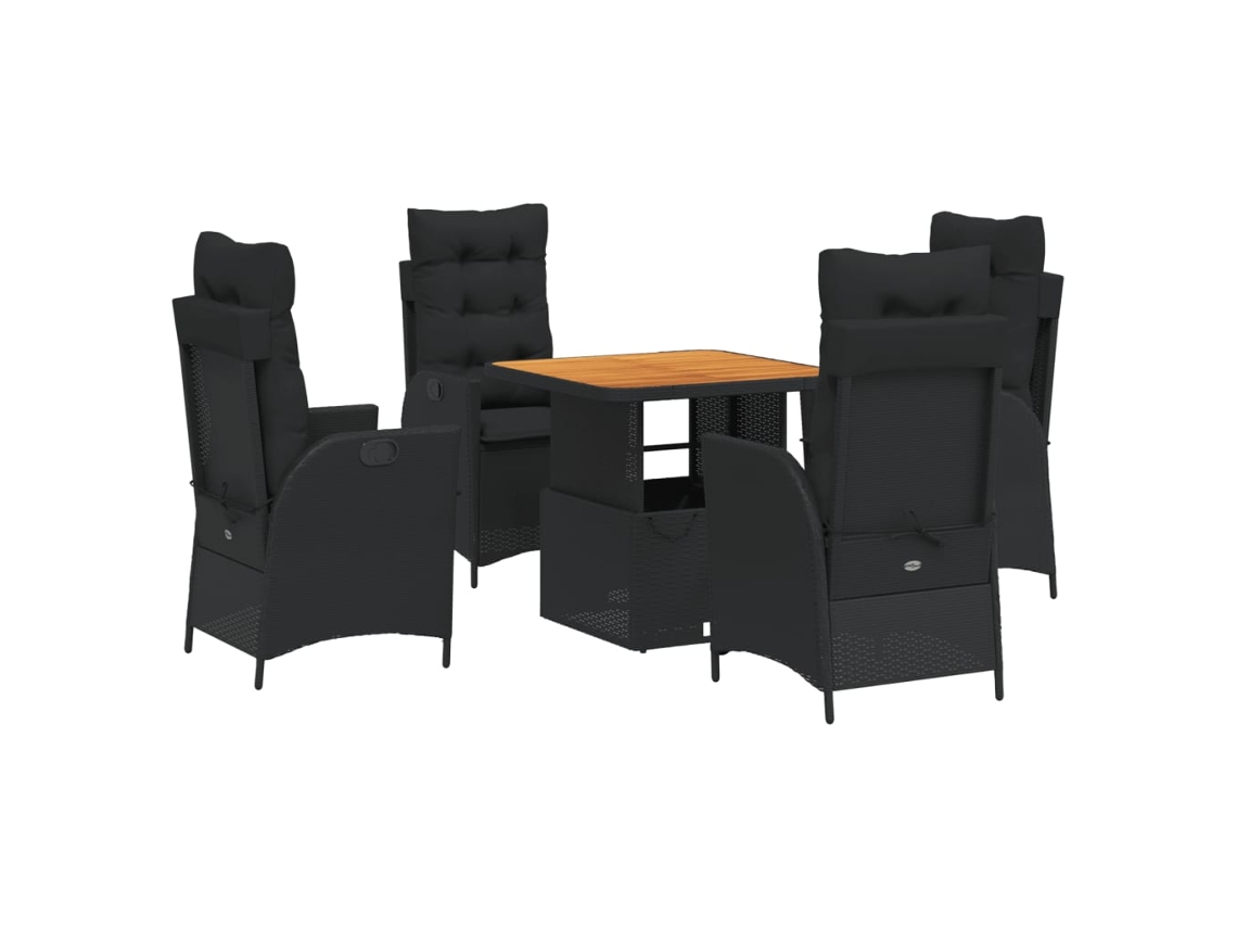 Maison Exclusive - Set De Muebles Jardín 5 Pzas Con Cojines Ratán Sintético Negro