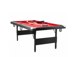 Mesa de billar portátil Succebuy de 2,13 m con tela roja para sala de juegos
