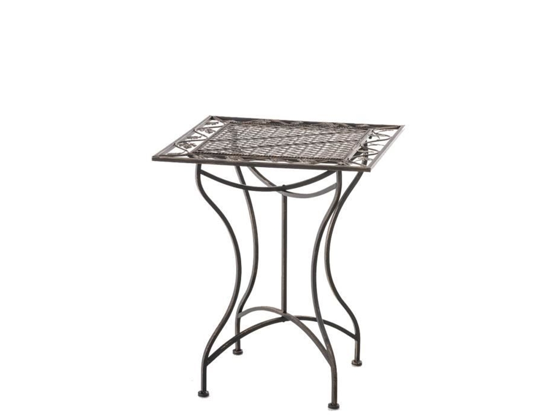 Mesa de jardín de hierro forjado Asina 60 cm x 60 cm, color bronce cre