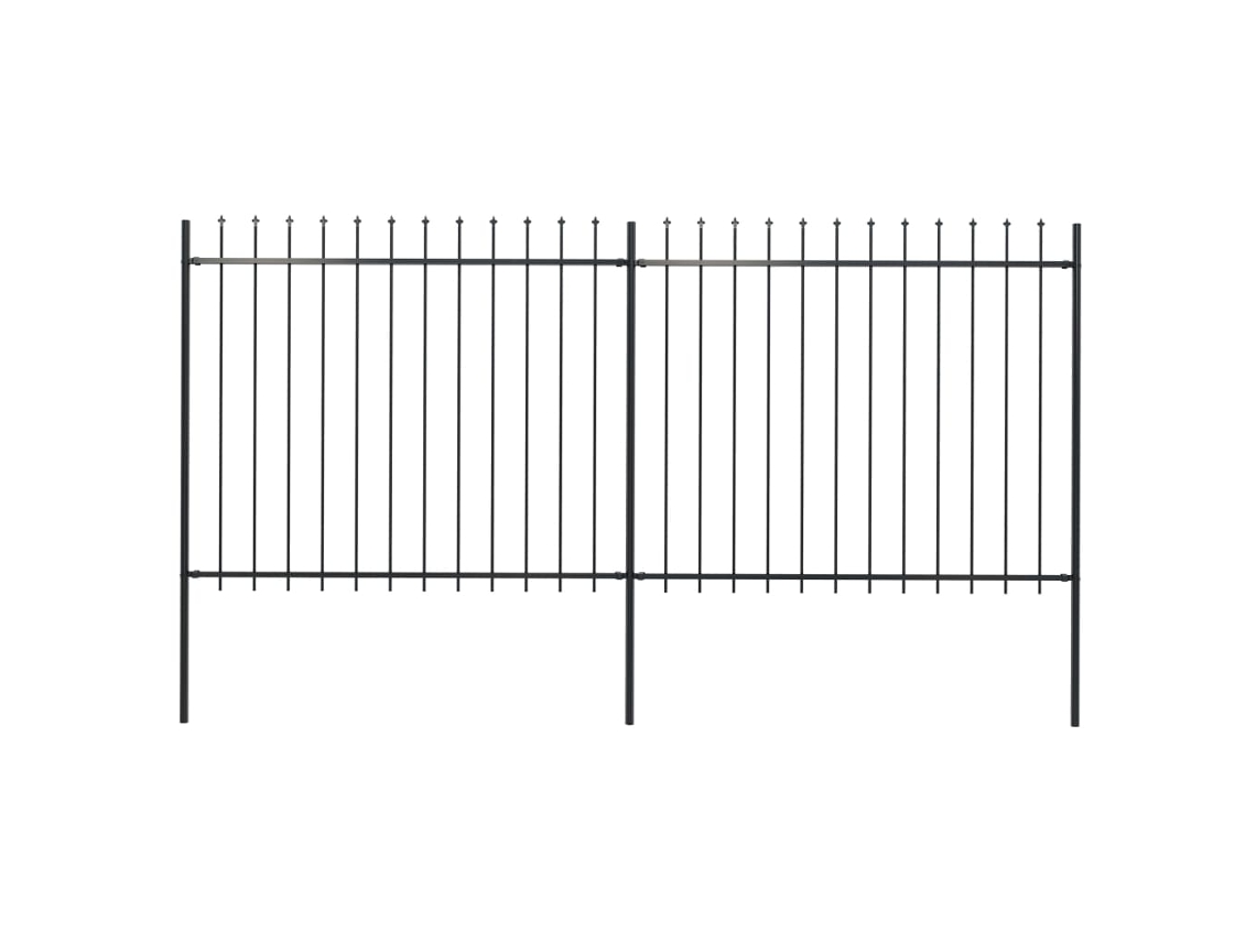 Valla de jardín con punta de lanza, 3,4 x 1,5 m, acero negro, DKD HOME DECOR