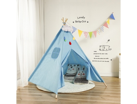 Tienda de Campaña Linda de La Historieta Del Tipi Del Juego Plegable Portátil Azul - 1,35 M