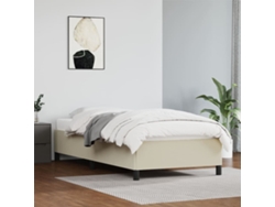 Estructura De Cama Sin Colchón Cuero Sintético Crema 90x190 Cm