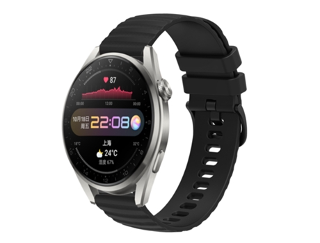 Correa de reloj inteligente para Huawei Watch 3 Pro Correa de reloj de silicona de color sólido con patrón de puntos ondulados de 22 mm (negro)