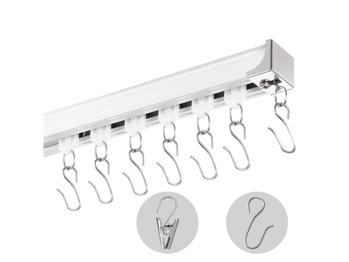 Juego de rieles para cortinas de aluminio de 2 vías Tekmaquinas para techo o pared
