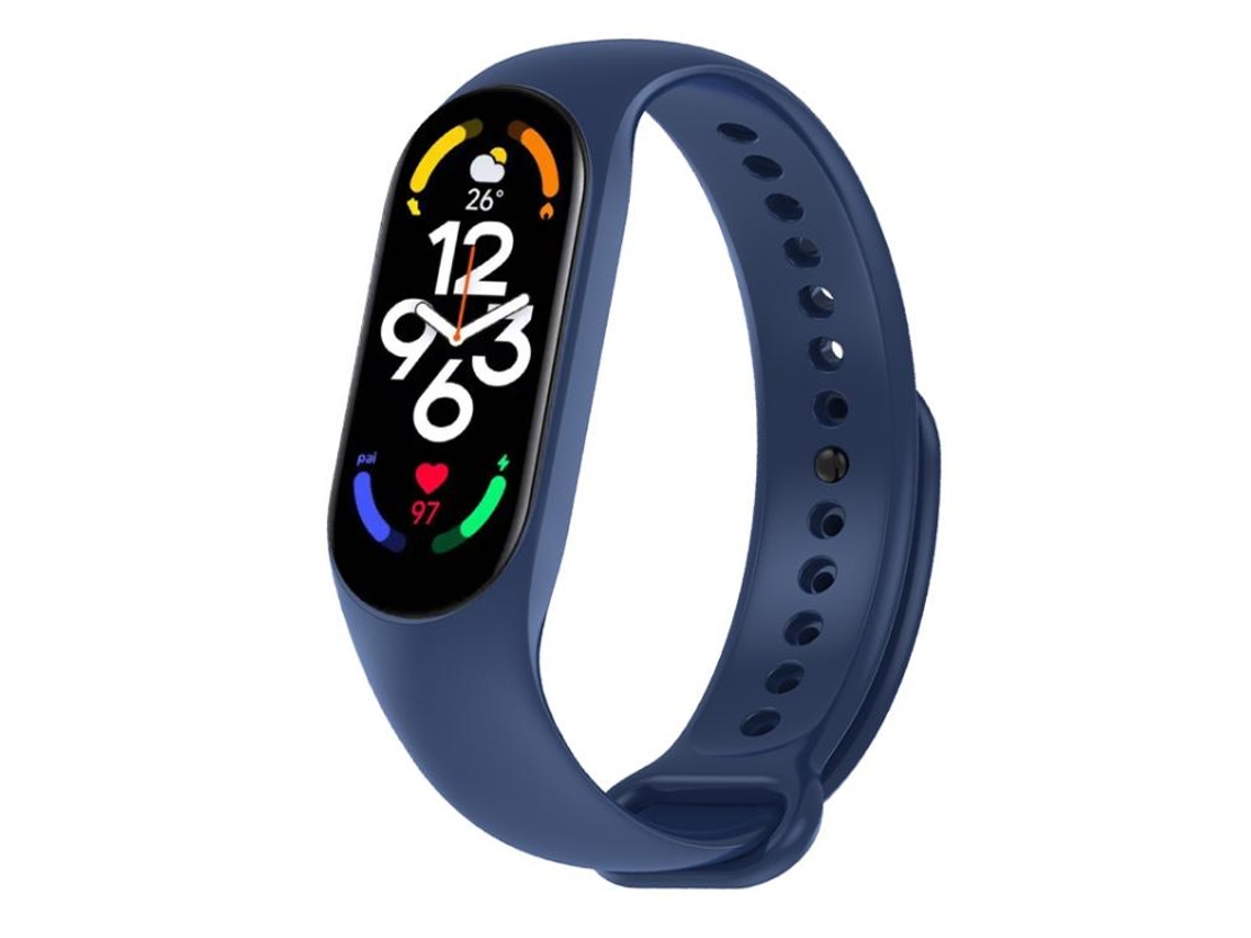 Capa Para Xiaomi Smart Band 10/9/8 - Silicone Cor Sólida - Integrada Azul Meia-noite