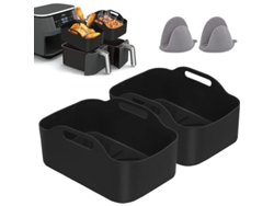2026altiro-2 Cestas De Silicona Para Freidora De Aire Doble, Revestimiento De Silicona Para Freidora De Aire, Accesorios Para Freidora De Aire De 8 Cuartos.