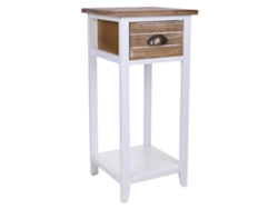 Mesita de Noche WANDERLUST DECO (Madera de Paulownia y Mdf - Blanco - 30 x 30 x 63 cm)