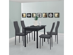 Juego de Comedor [EN.CASA] (5 Un - Gris - 120x60x75 cm - Mdf y Cuero SintÃÂÃÂÃÂÃÂ©tico)