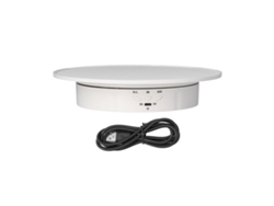Suporte De Exibição Giratório Motorizado 200mm 3 Velocidades Usb Para Joias E Fotografia Branco