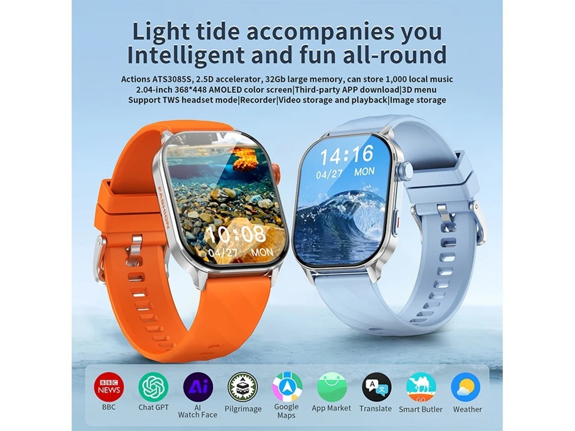 Reloj inteligente Lc212 de 32 GB con descarga de aplicaciones, almacenamiento y grabación de música Bestvite (naranja)
