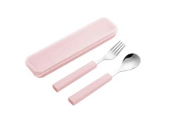 Juego de 2 cubiertos infantiles de acero inoxidable - Cubiertos rosa TRUYUETY