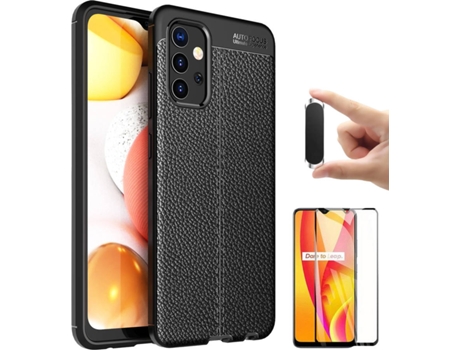 Kit Funda, Protector de Pantalla y Soporte Magnético Samsung M32 Rugged Leather 4348 4348 Negro