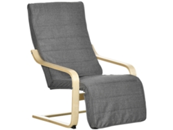 Sillón Reclinable Tapizado Con Reposapiés Ajustable, De Tela Gris, Ideal Para La Oficina O El Dormitorio.