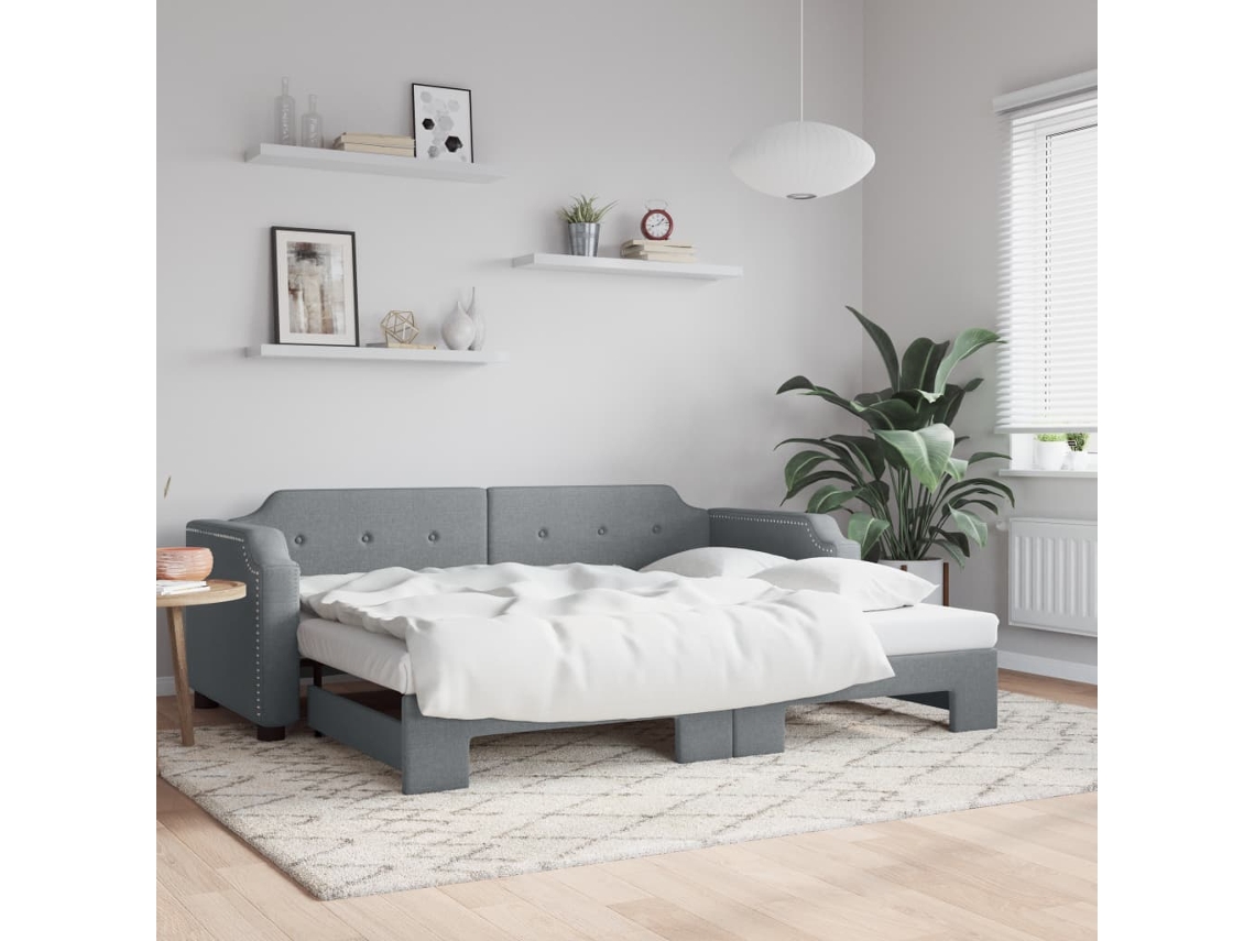 Sofá Cama Nido Tela Gris Claro 90x200 Cm