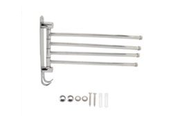 Toallero De Acero Inoxidable 304 Con Rotación De 180° Y 4 Ganchos Para Baño Y Cocina.
