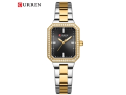 Reloj De Cuarzo Cuadrado Pequeño Para Mujer (dorado Y Negro), Resistente Al Agua Con Diamantes De Imitación.
