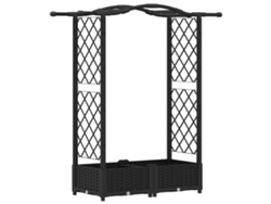 Vidaxl Cama Elevada Con Trellis Y Techo Negro 124 X 40 X 125 Cm Pp