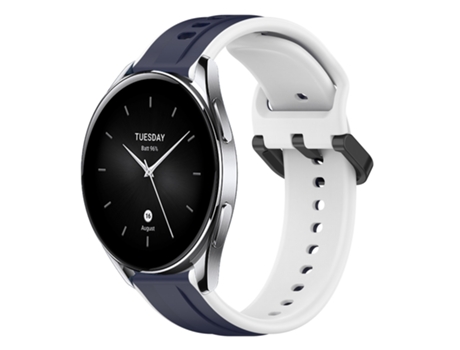 Correa de reloj inteligente para Xiaomi Watch S2 42 mm 22 mm Bucle convexo de silicona de dos colores (azul medianoche + blanco)