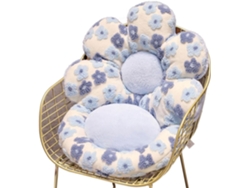 Cojín Para Silla Con Respaldo, Cómodo Cojín Para Asiento De Oficina, Decoración Del Hogar (flores Azules/50 X 50 X 10 Cm) Gertiz
