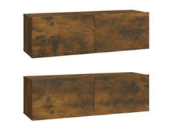 Maison Exclusive - Muebles De Pared De Tv 2 Uds Madera Roble Ahumado 100x30x30 Cm