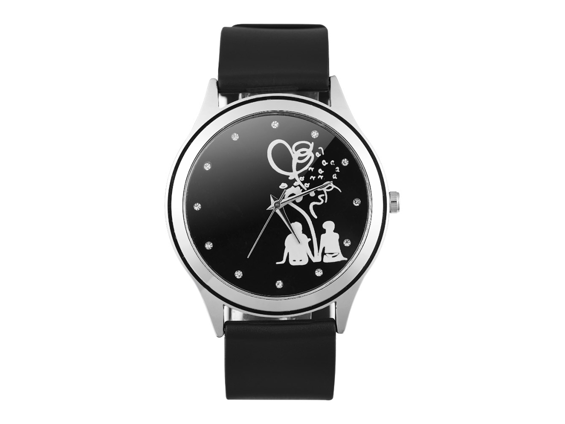 Reloj Analógico De Cuarzo Para Hombre Con Diamantes De Imitación Y Correa Estándar De Pu Para Enamorados.