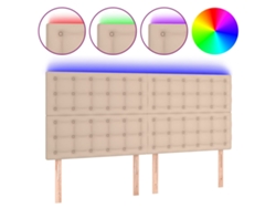 Maison Exclusive - Cabecero Luces Led Cuero Sintético Capuchino 160x5x118/128cm