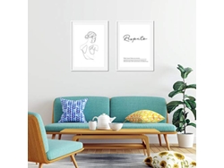 Set de 2 Cuadros NACNIC Lineas Femeninas y Palabras (A4)