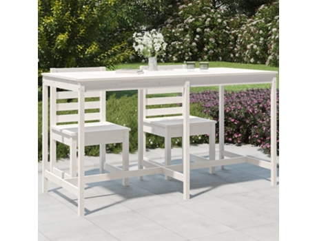 MAISON EXCLUSIVE Mesa de jardín madera maciza de pino blanca 203,5x90x110 cm