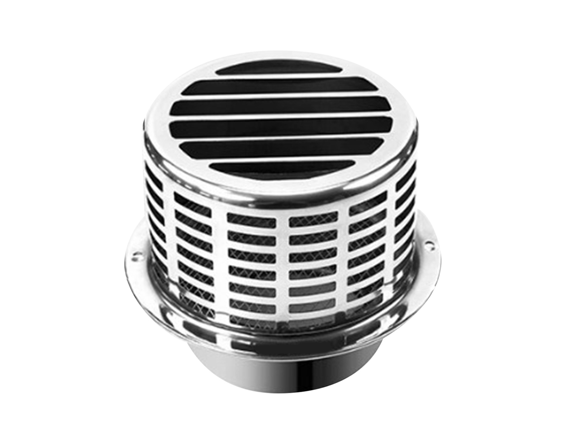 Extractor de aire de acero inoxidable 304 resistente a la intemperie, rejilla de ventilación redonda, cubierta de tubo de escape, campana de columna 304 de 190 mm