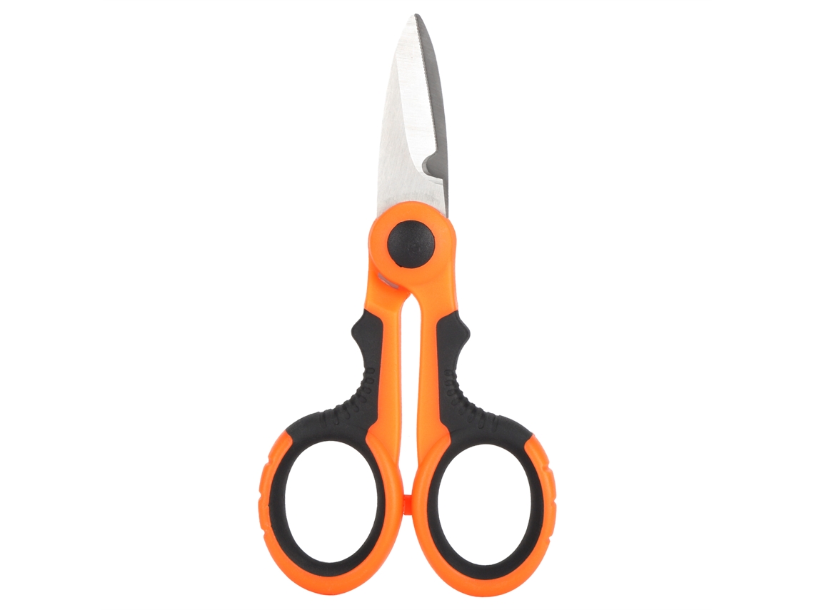 Tijeras de electricista para cortes de precisión, tijeras de acero inoxidable de alta resistencia con filo dentado y mango ergonómico, herramienta de construcción