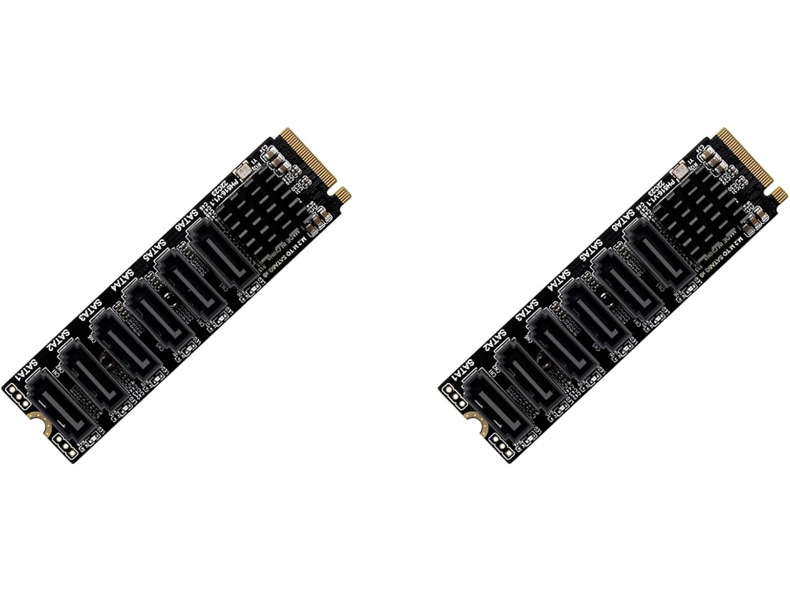 Tarjeta Adaptadora Elevadora 2x M.2 Nvme Pci-e Pcie X4 X8 X16 A 6 Puertos Sata 3.0 Para Chasis Asm1166
